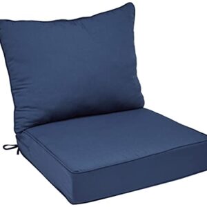 Amazon Basics Deep Seat Outdoor Patio Seat and Back Cushion Set 25 x 25 x 5 inches and 28 x 22 x 5 Inches, Insignia Blue