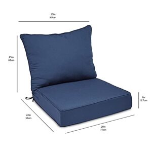 Amazon Basics Deep Seat Outdoor Patio Seat and Back Cushion Set 25 x 25 x 5 inches and 28 x 22 x 5 Inches, Insignia Blue