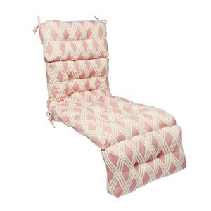 amazon basics tufted outdoor patio lounger cushion 77 x 22 x 4 inches, pink plaid diamond