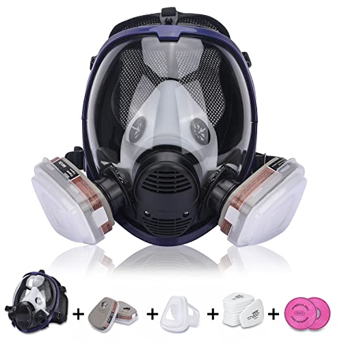 Generies FNWD 17 in 1 Full Face Respirator,Reusable Protective Face Cover with Adjustable Strap Widely Used in Organic Gas,Anti-Dust,Paint Sprayer,Chemical,Woodworking (Eye Protection)