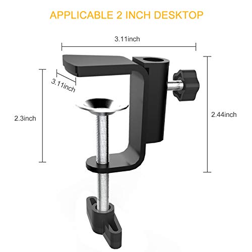 Replacement Aluminum Alloy C-Clamp Desk Light Clamp Mount Holder Cantilever Bracket with 1/4 Inch Thread Hole for Desktop Table Lamp