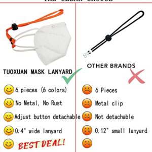 TUOXUAN Face Mask Lanyard for Kids with Snaps Mask Holders Around Neck for Adults Mask Extenders/Ear Savers Protect Neck Strap for Behind Head Fasteners mask Necklace 6 Pack (Multicolor)