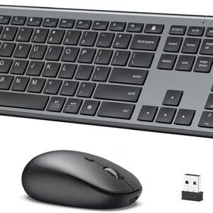 iClever DK03 Bluetooth Keyboard and Mouse, Rechargeable Dual-Mode (Bluetooth 4.2 + 2.4G) Wireless Keyboard and Mouse Combo, Ultra-Slim Multi-Device Keyboard for Mac, iPad, Apple, Android, Windows