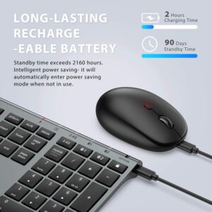 iClever DK03 Bluetooth Keyboard and Mouse, Rechargeable Dual-Mode (Bluetooth 4.2 + 2.4G) Wireless Keyboard and Mouse Combo, Ultra-Slim Multi-Device Keyboard for Mac, iPad, Apple, Android, Windows