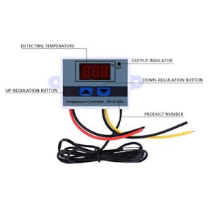 Vipxyc Temperature Controller, 12V 120W Anti-Interference with Sensitive Sensor Probe for Temperature Control Protection Thermostat Switch