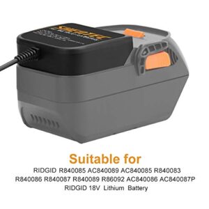 Shentec 18V Lithium Battery Charger Compatible with RIDGID R840085 AC840089 AC840085 R840083 R840086 R840087 R840089 R86092 AC840086 Slide-in Style Battery (Not for Ni-MH/Ni-Cd Battery)