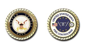 military productions,inc. us navy fire controlman challenge coin - officially licensed