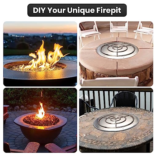 Dreffco Stainless Steel Fire Pit Burner Pan & Ring Pro Kit for Natural Gas, 36-Inch Pan, 30-Inch Ring, 200,000 BTU Max