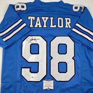 Autographed/Signed Lawrence Taylor North Carolina UNC Blue College Football Jersey Beckett BAS COA