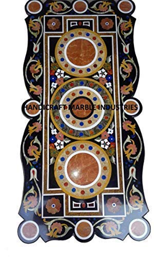 48" x 30" Inch Black Marble Inlay Dining Table, Classic Centre Table Top, Centre Table For Sofa, Piece Of Conversation