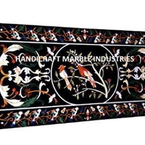 48" x 30" Inch Marble Inlay Table Bird Inlay Pietra Dura Design Rectangle Coffee Table, Accent Table, Center Table, Hallway Table, Entryway Table