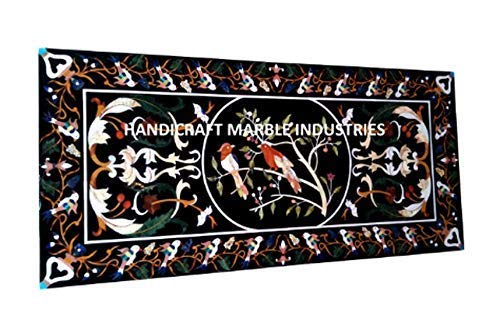 48" x 30" Inch Marble Inlay Table Bird Inlay Pietra Dura Design Rectangle Coffee Table, Accent Table, Center Table, Hallway Table, Entryway Table