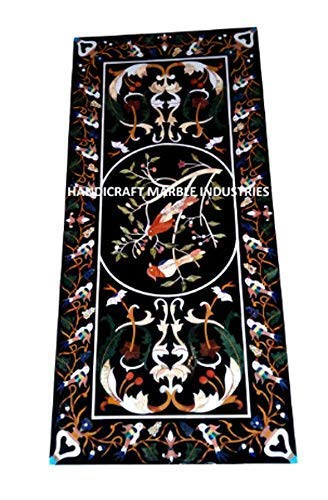 48" x 30" Inch Marble Inlay Table Bird Inlay Pietra Dura Design Rectangle Coffee Table, Accent Table, Center Table, Hallway Table, Entryway Table