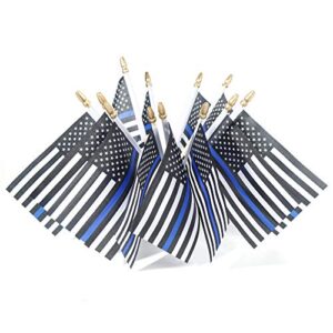 25 pack thin blue line police small mini american flag on stick police officer gifts for law enforcement party theme event decorations