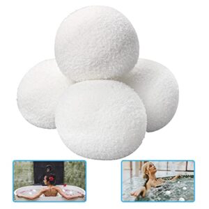 marketty scum eliminating ball, 4 pack reusable scum oil absorbing sponge, washable oil absorbing sponge ball floating pool filter sponge ball for swimming pools, hot tub, and spas