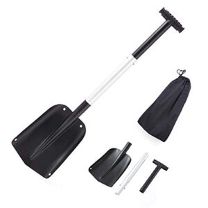 retractable snow shovel, portable folding shovel, aluminum alloy car shovel, suitable for cars, camping, gardens and other outdoor activities (black #1)