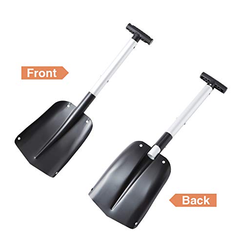 Retractable Snow Shovel, Portable Folding Shovel, Aluminum Alloy Car Shovel, Suitable for Cars, Camping, Gardens and Other Outdoor Activities (Black #1)