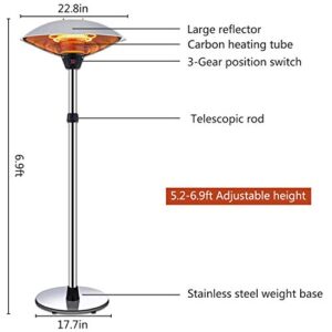 SOARRUCY Patio Heaters for Outdoor - Stainless Steel Outdoor Heater 3 Levels Adjustable Power Waterproof, Dump Power Off Outdoor Heaters for Patio