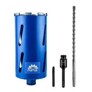 jeremywell dry diamond drill core bit for brick and concrete with pilot bit - 5" (127mm) diameter with sds plus arbor for #30/40 diamond, laser welded