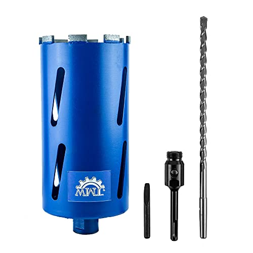 Jeremywell Dry Diamond Drill Core Bit for Brick and Concrete with Pilot Bit - 5" (127mm) Diameter with SDS Plus Arbor for #30/40 Diamond, Laser Welded