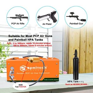 Spritech PCP Air Compressor,Auto-shutoff 4500Psi/30Mpa Oil/Water-Free Set-pressure Air Gun and Paintball Tank Pump with Water/Oil Separator,Built-in Power Adapter(110V AC or 12V Car Battery)