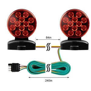 CZC AUTO 12V LED Magnetic Towing Light Kit for Boat Trailer RV Truck - Magnetic Strength 55 Pounds