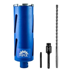 Jeremywell Dry Diamond Drill Core Bit for Brick and Concrete with Pilot Bit, 3-1/2" (89mm) Diameter with SDS Plus Arbor for #30/40 Diamond, Laser Welded