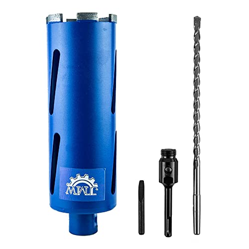 Jeremywell Dry Diamond Drill Core Bit for Brick and Concrete with Pilot Bit, 3-1/2" (89mm) Diameter with SDS Plus Arbor for #30/40 Diamond, Laser Welded