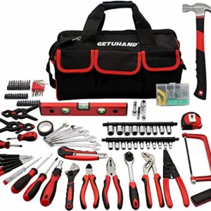 188-Piece Household Tool Kit - GETUHAND General Home/Auto Repair Hand Tool Set, Multi Tool Set with Large Mouth Opening Tool Bag with 15 Pockets