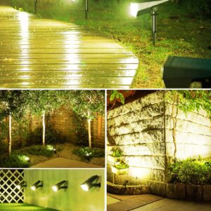 Biling Solar Spot Lights Outdoor, Bright 700 Lumen Solar Outdoor Lights IP67 Waterproof Adjustable Solar House Lights for Patio Pathway Yard Garden Driveway Tree - Warm White(6 Pack)