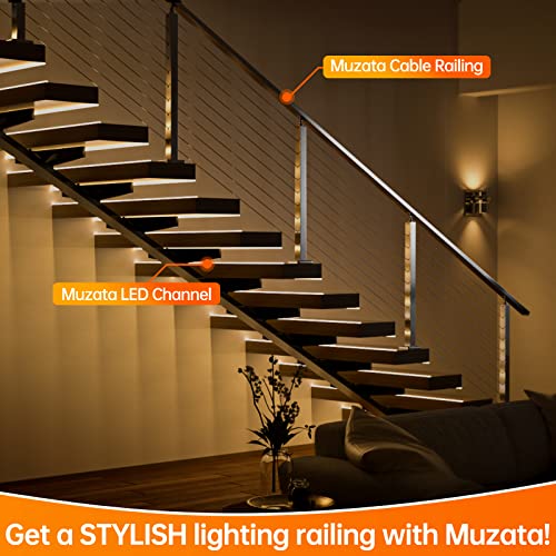 Muzata 5Pack 3.3FT/1M Plus-Size LED Channel System for Waterproof LED Strip up to 16mm Width Silver LED Strip Channel 18x13mm Clear Anti-UV Sun Protect Cover U103 WT