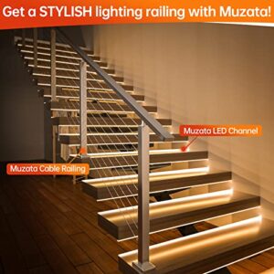 Muzata 5Pack 3.3FT/1M Plus-Size LED Channel System for Waterproof LED Strip up to 16mm Width Silver LED Strip Channel 18x13mm Clear Anti-UV Sun Protect Cover U103 WT