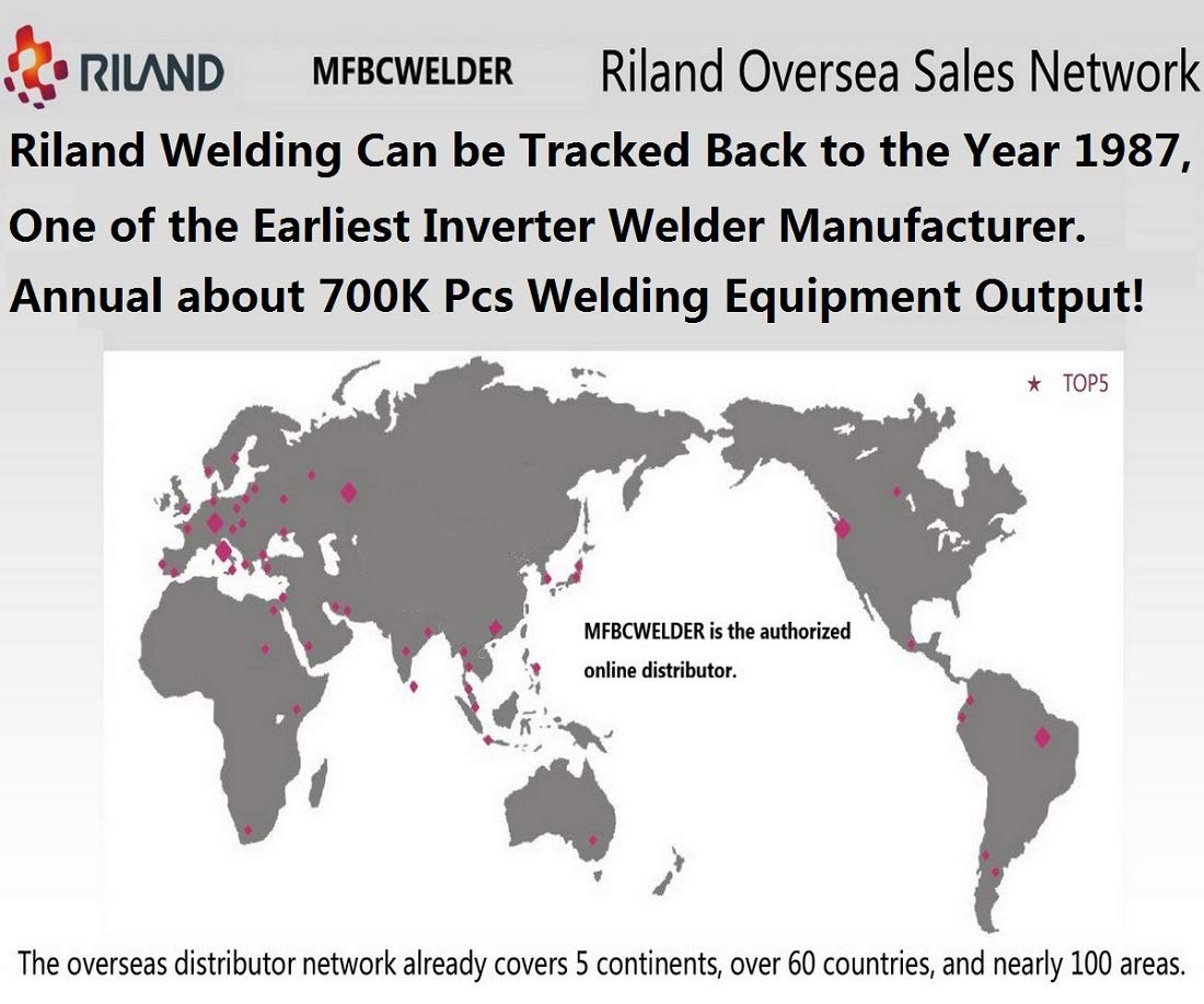 Riland FCAW MIG100E, 30-90 Amp Flux Core Wire Feed MIG Welder and Torch, 120V, 12 LBS, Easy Operation (expert welding parameters built-in and one knob adjustment)