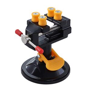 yakamoz universal mini suction vise clamp 360 degrees drill press vise table bench vice with suction base for diy hobby jewelry watch repairing nuclear sculpture craft carving clip on tool