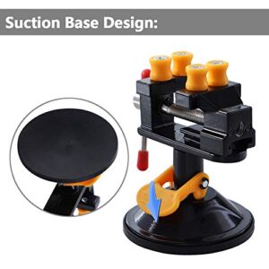 Yakamoz Universal Mini Suction Vise Clamp 360 Degrees Drill Press Vise Table Bench Vice with Suction Base for DIY Hobby Jewelry Watch Repairing Nuclear Sculpture Craft Carving Clip On Tool