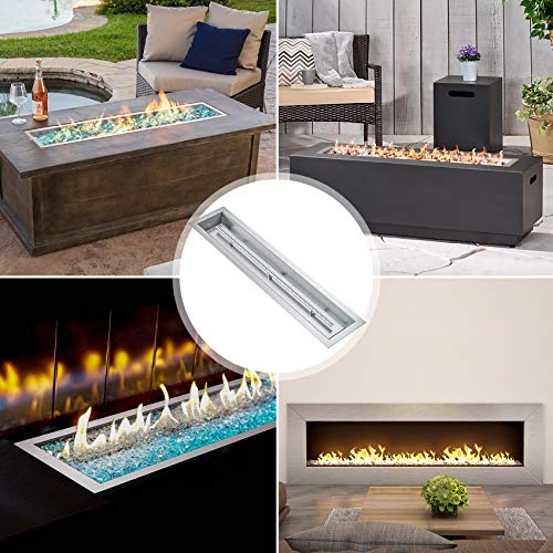 Skyflame Linear Stainless Steel Drop-in Fire Pit Pan and Burner for Indoor/Outdoor, 36 by 6 Inch Burning Area