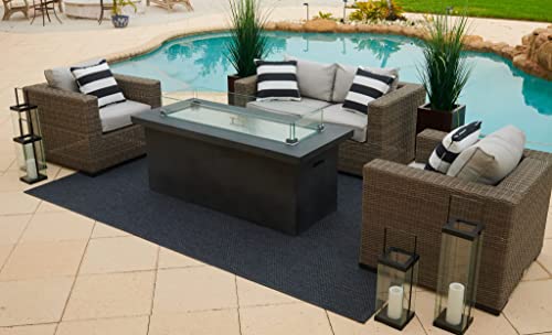 60" Rectangular Chat Height Outdoor Propane Gas Fire Pit Table in Gray (Amber, 60" Gray)