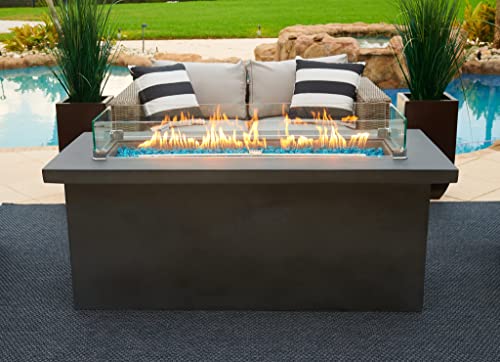 60" Rectangular Chat Height Outdoor Propane Gas Fire Pit Table in Gray (Amber, 60" Gray)