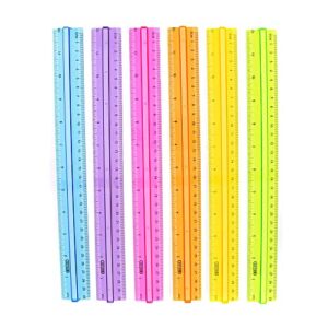 west coast paracord 12 inch plastic ruler with handle grip – accurate transparent measuring tool in inches and centimeters for kids, professionals, and teachers - we pick your color! (1 count)