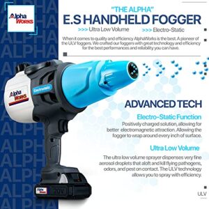 AlphaWorks ULV Electrostatic Sprayer Cordless Handheld, for Indoor/Outdoor use, Electric 20V, 45oz Capacity