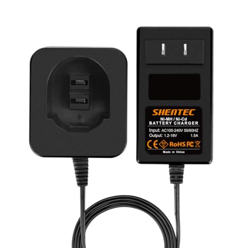 Shentec 7.2V-18v Battery Charger Compatible with Black and Decker PS120 PS130 PS140 Ni-MH/Ni-Cd Pod Style Batteries