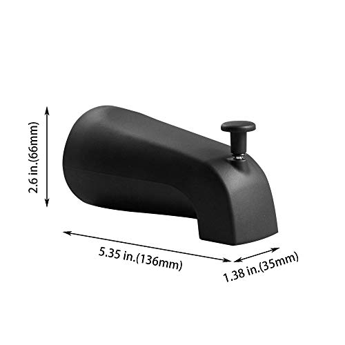 SENTO Slip On Black Universal Bathroom Tub Spout with Diverter, Durable Heavy Duty Metal Bathtub Faucet with Shower Diverter - 4 Inches 1/2" Copper Pipe, Matte Black