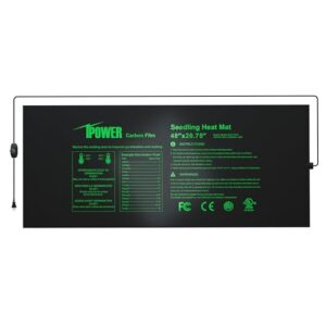 ipower 48" x 20.75" seeding heat mat with thermostat temperature adjustable knob durable warm hydroponic plant germination starting pad, black