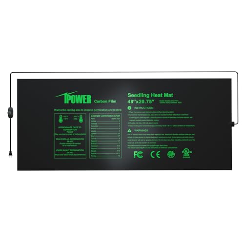 iPower 48" x 20.75" Seeding Heat Mat with Thermostat Temperature Adjustable Knob Durable Warm Hydroponic Plant Germination Starting Pad, Black