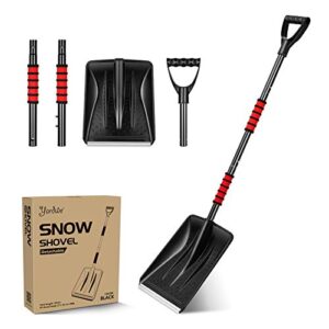 yardwe 42" snow shovel with d-grip handle, collapsible snow sand mud removal tool | detachable four-piece construction snow shovel for garden,camping, car and other outdoor activities (snow shovel)