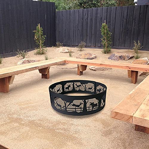 MTB Backyard 30 Inch Fire Ring, Wildlife-Deer Fire Pit Campfire Ring Wood-Burning Firepit Ring