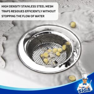 MR.SIGA Kitchen Sink Strainer, Stainless Steel Sink Drain Strainer, Dishwasher Safe, Outer Diameter4.4 inch/11.2cm, Inner Diameter 3 inch/7.6cm, Pack of 3