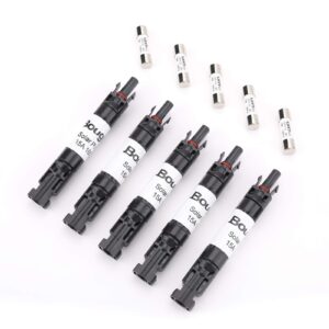 bougerv 5pcs 15a solar fuses holder inline, 5pcs pv inline fuse holders 15 amp for solar panel and solar controller, waterproof solar fuse connector, solar surge protection device