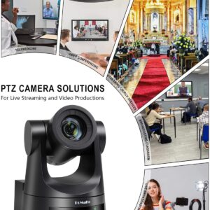 FoMaKo PTZ Camera HDMI 20x Optical Zoom 3G-SDI IP Live Streaming Camera, True to Life Colors, PoE Supports, HDMI PTZ Camera for Church Services Worship Education vMix OBS Wirecast (Black)