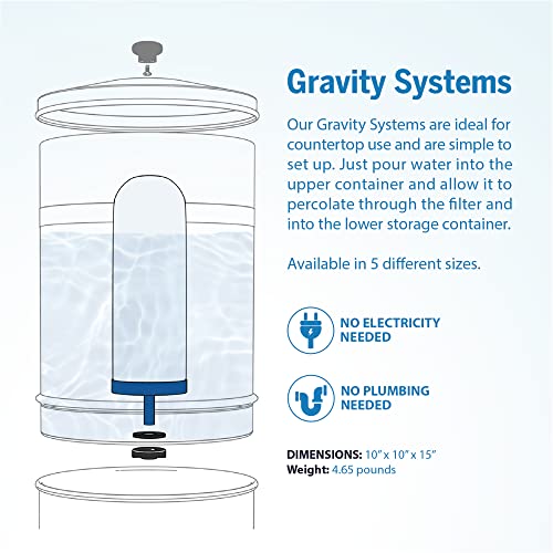 ProOne Big+ Stainless-Steel Gravity Water Filter System, 3-Gallon Water Capacity, Countertop Water Dispenser for Home, Camping, and Travel w/ (2) 7-inch Filter & Wire Stand, Proven to Reduce PFAS